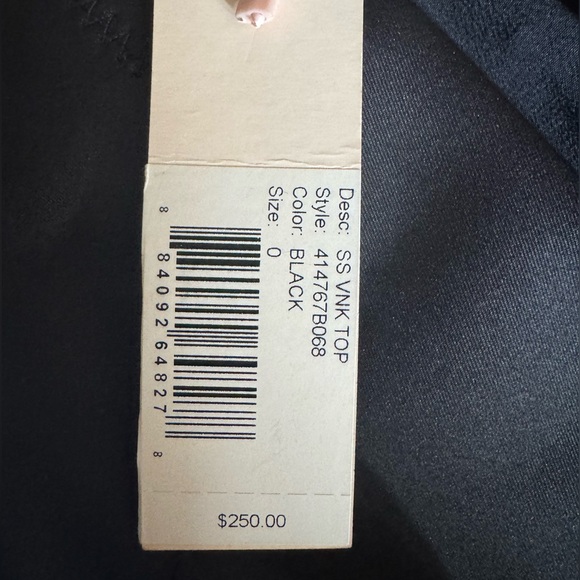 NWT Rebecca Taylor Cap Sleeve VNeck Top in Black Scuba Back Full Zip Size 0 - Picture 4 of 5